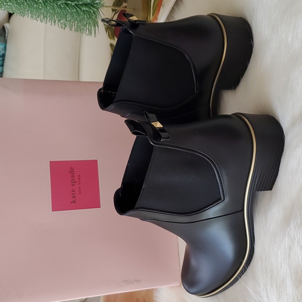 Katespade Carry Over Rainbootie Star Black Size 8B - Picture 4 of 9